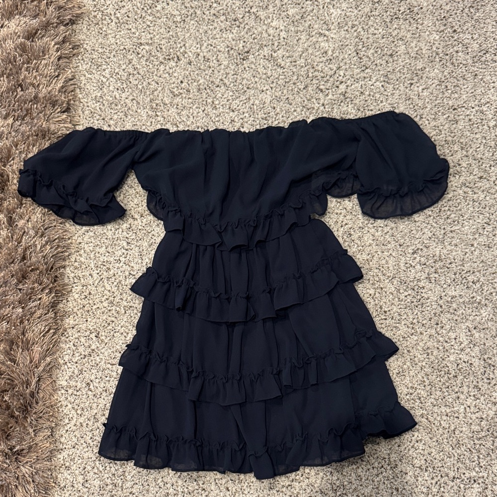 Impeccable Pig Navy Blue Ruffle Dress